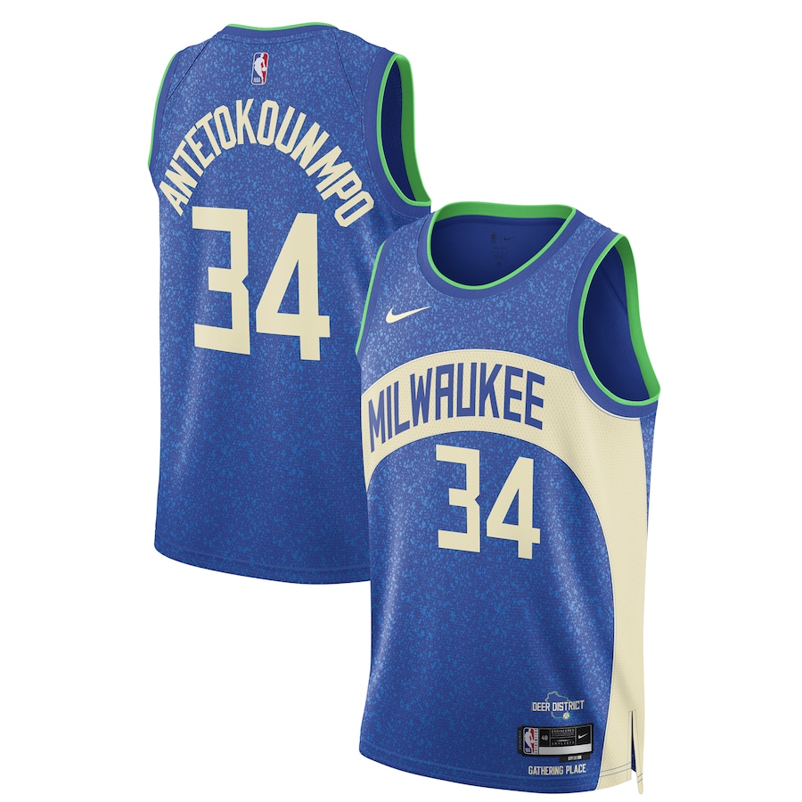 NBA球衣 Giannis Antetokounmpo 公鹿34號城市藍 球迷版 熱轉印 全新！更多款式聯絡客服查詢！！
