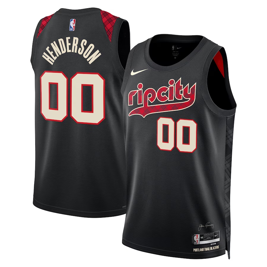 波特兰开拓者队 Nike City 版 Swingman 球衣 23 - 黑色 - Scoot Henderson - 男女通用.jpg