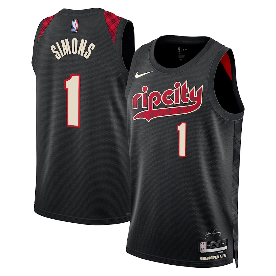 波特兰开拓者队 Nike City 版 Swingman 球衣 23 - 黑色 - Anfernee Simons - 男女通用.jpg