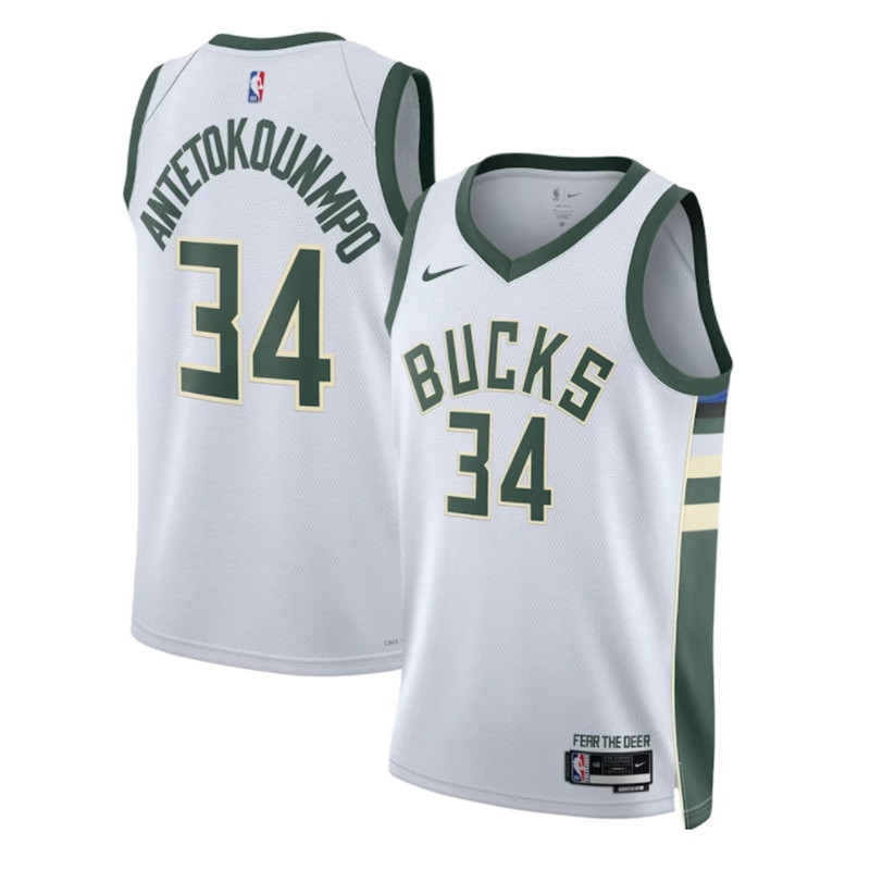 NBA球衣 Giannis Antetokounmpo 公鹿34號白色 球迷版 熱轉印 全新！更多款式聯絡客服查詢！！