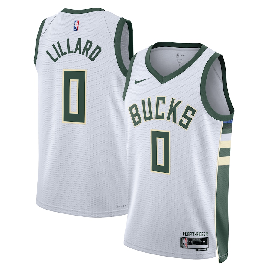 NBA球衣 Damian Lillard 公鹿0號白色 球迷版 熱轉印 全新！更多款式聯絡客服查詢！！