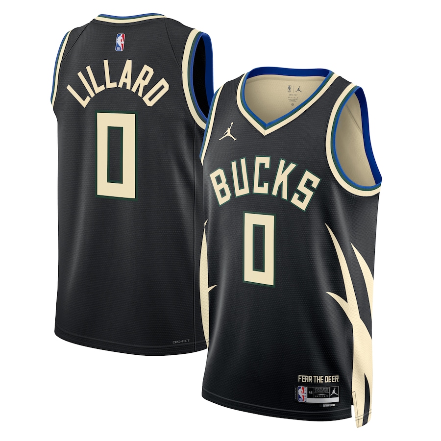 NBA球衣 Damian Lillard 公鹿0號黑色 球迷版 熱轉印 全新！更多款式聯絡客服查詢！！