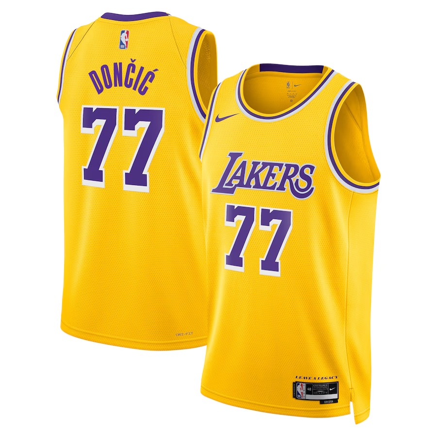 NBA球衣 Luka Doncic 湖人 77號 2025黃色 球迷版 熱轉印 全新！更多款式聯絡客服查詢！！